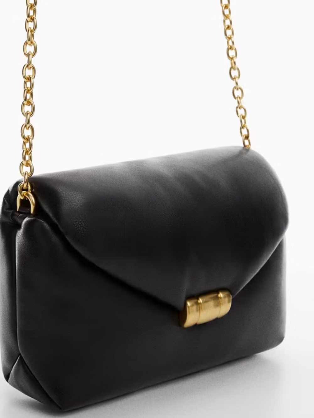 Black Padded Chain Shoulder Bag
